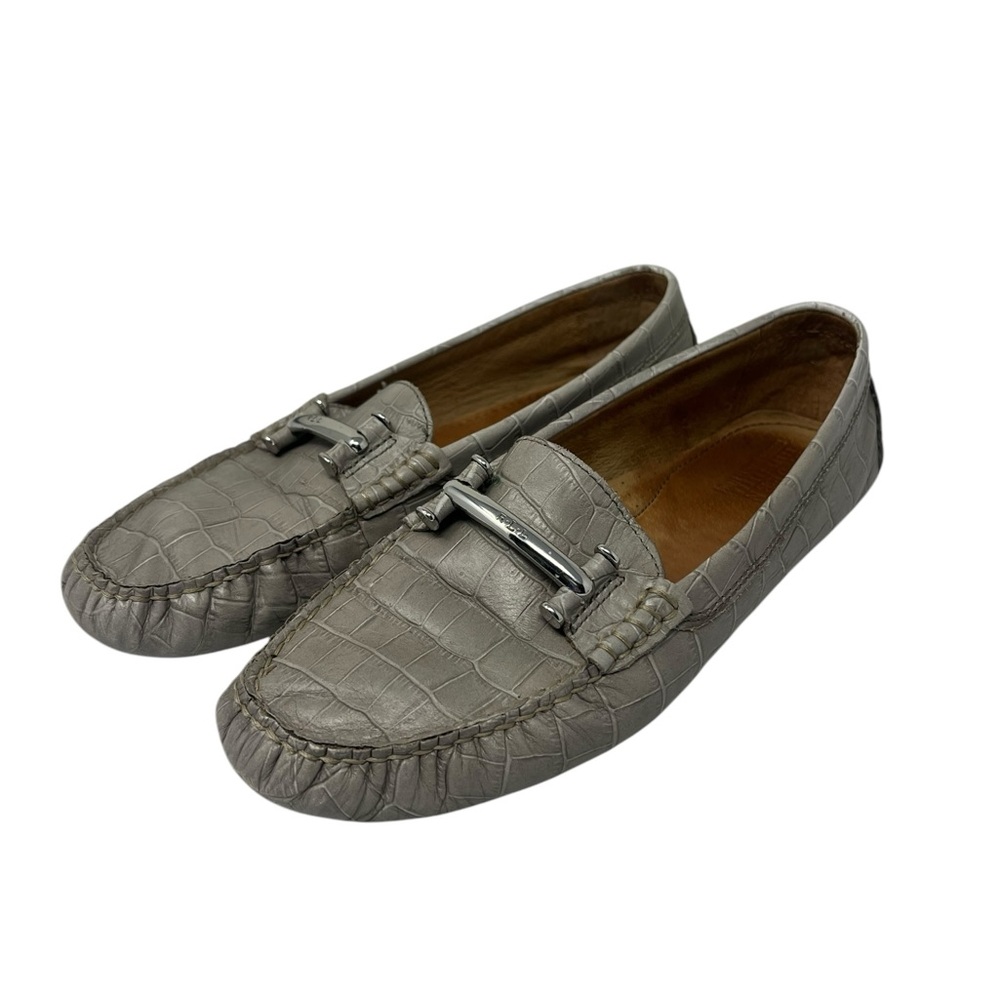 Ralph Lauren Caliana leather Gray Slip-On Loafers